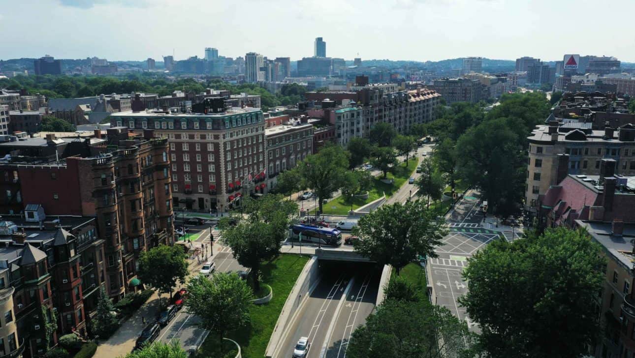 Boston Green Trees Skyline Highway.