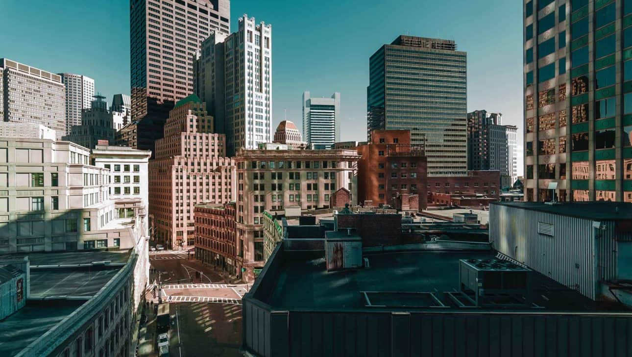 Downtown Boston Skyscrapers Shadows.